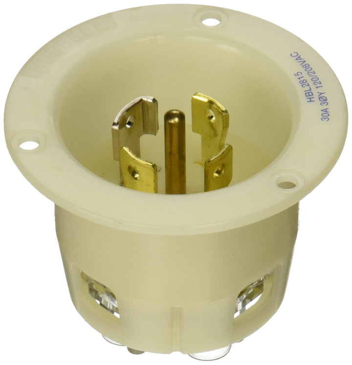 HUBBELL HBL2815 AC Flanged Inlet NEMA L21-30 Male White