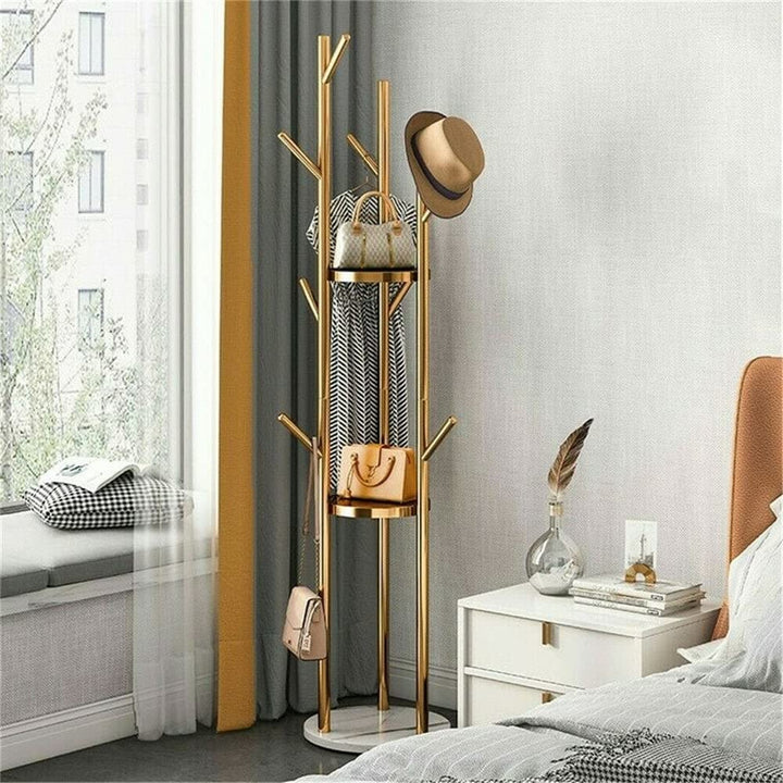 Metal Coat Rack Freestanding Storage Shelves Hooks Enterway Hall Tree 12.48x68