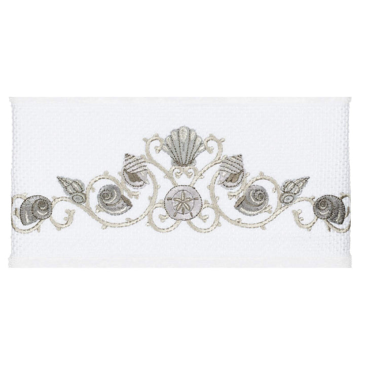 Turkish Cotton Shells Embroidered White 3-Piece Towel Set Novelty Terry Cloth - Diamond Home USA