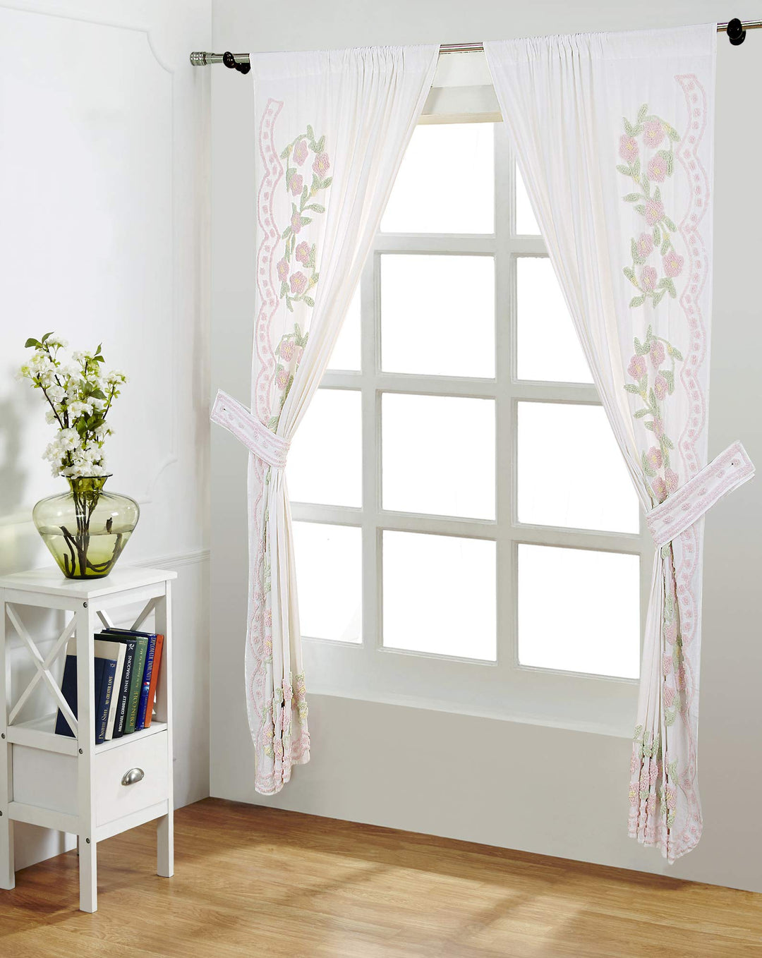 Better Trends Bloomfield Collection is Super Soft and Light Weight in Floral 48" x 48" Curtain - Rose