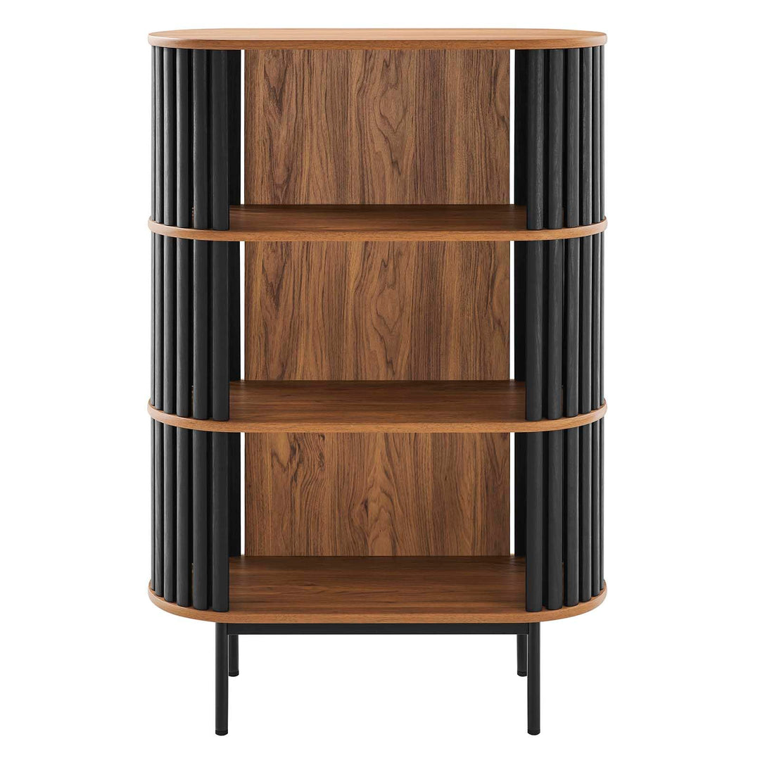 Modway EEI-6524-WAL-BLK Fortitude Three Tier Display Cabinet Walnut Black - Diamond Home USA