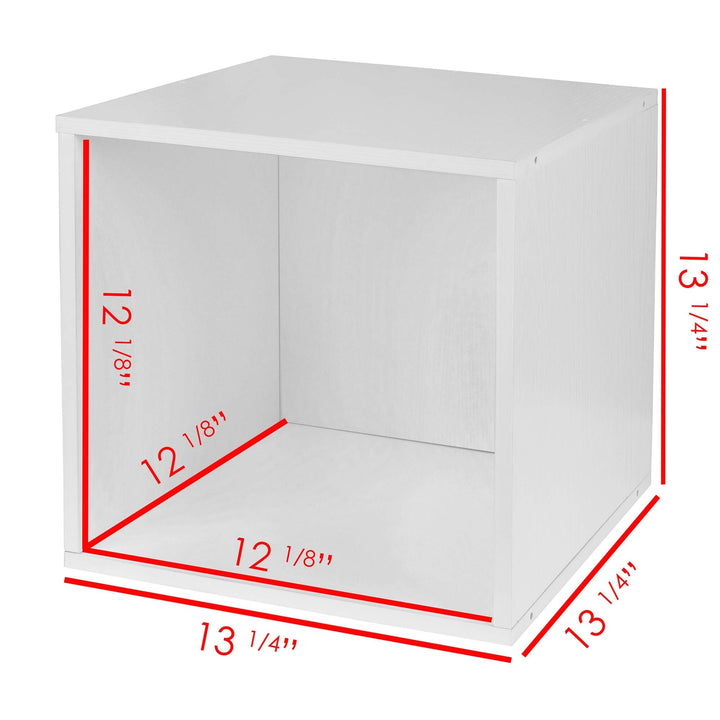 Stackable Storage Cube White Wood Grain Modern Contemporary Laminate - Diamond Home USA