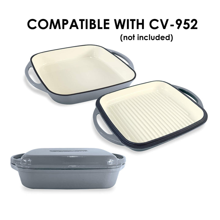 ChefVentions 10" Square Cast Iron Baker Heavy Duty Enameled Interior and - Diamond Home USA