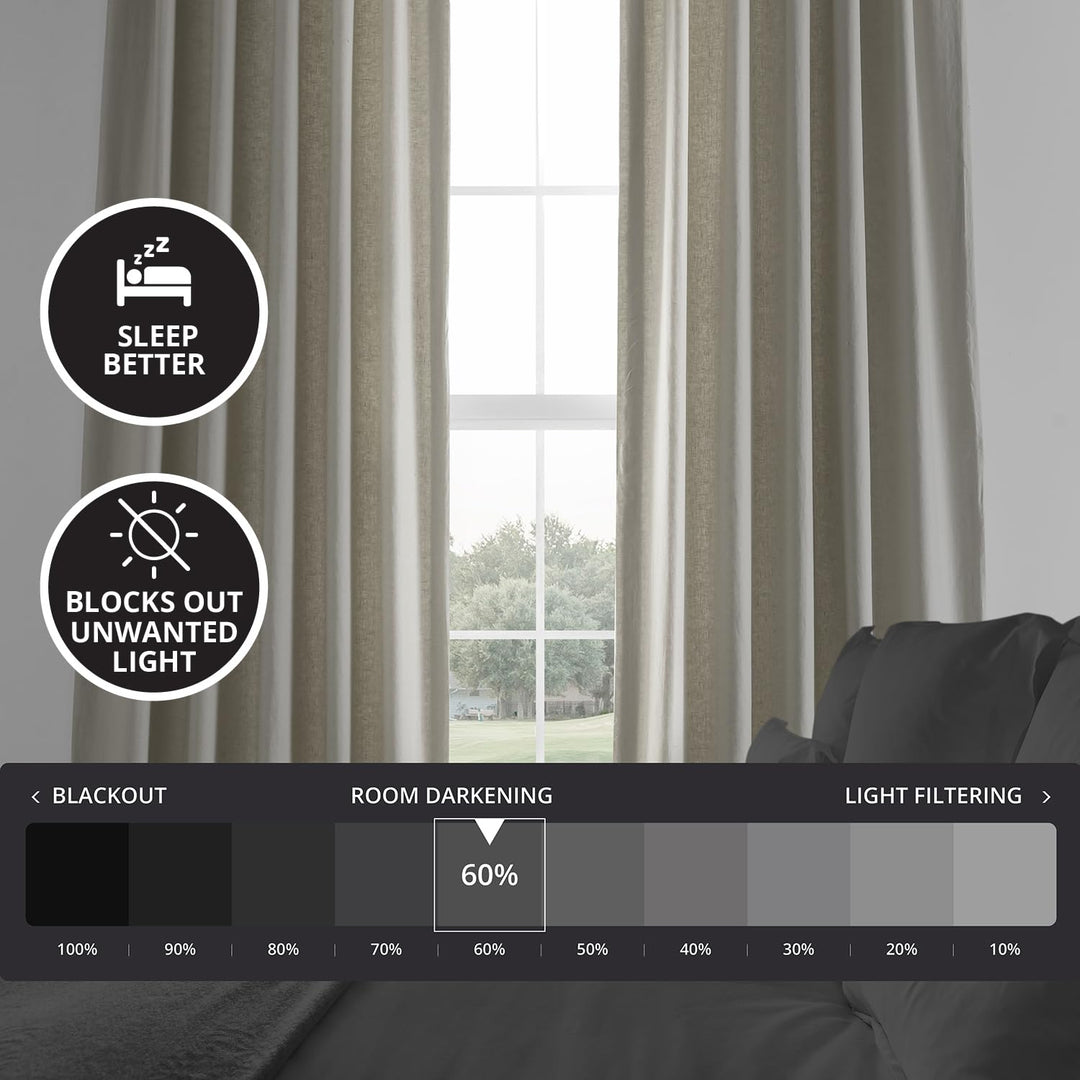 Exclusive Fabrics French Linen Room Darkening Curtains Panel - Elegant luxurious Drapes (1 Panel)
