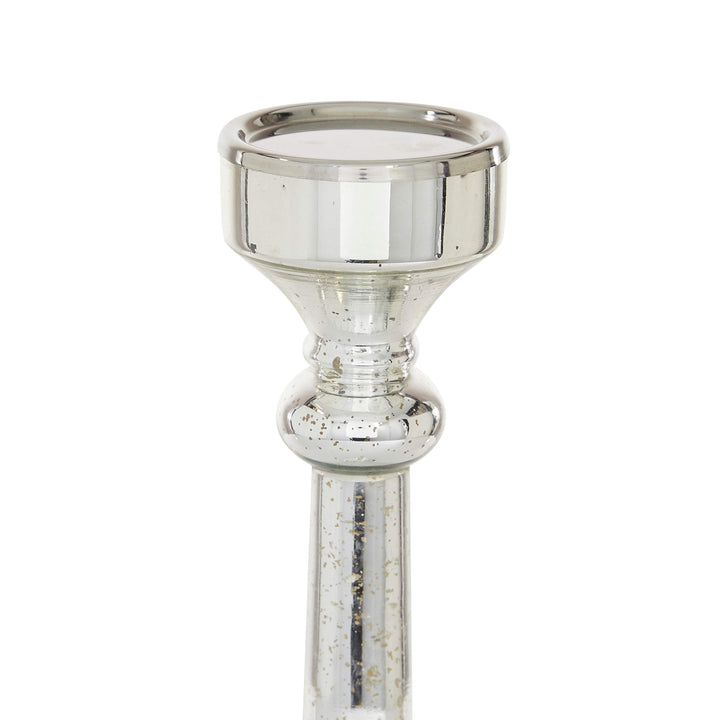 Tall Silver Mercury Glass Candle Holders Set of 3 12" 16" 19" 6 X 19 - Diamond Home USA