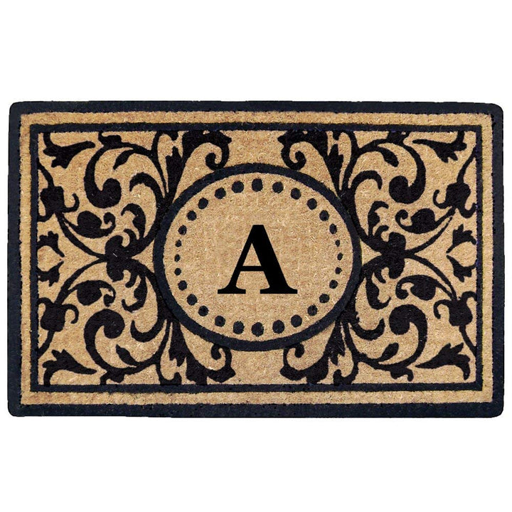 Letter A Doormat Natural Beige Black Monogrammed Capital A Front Door Mat A - Natural/Black
