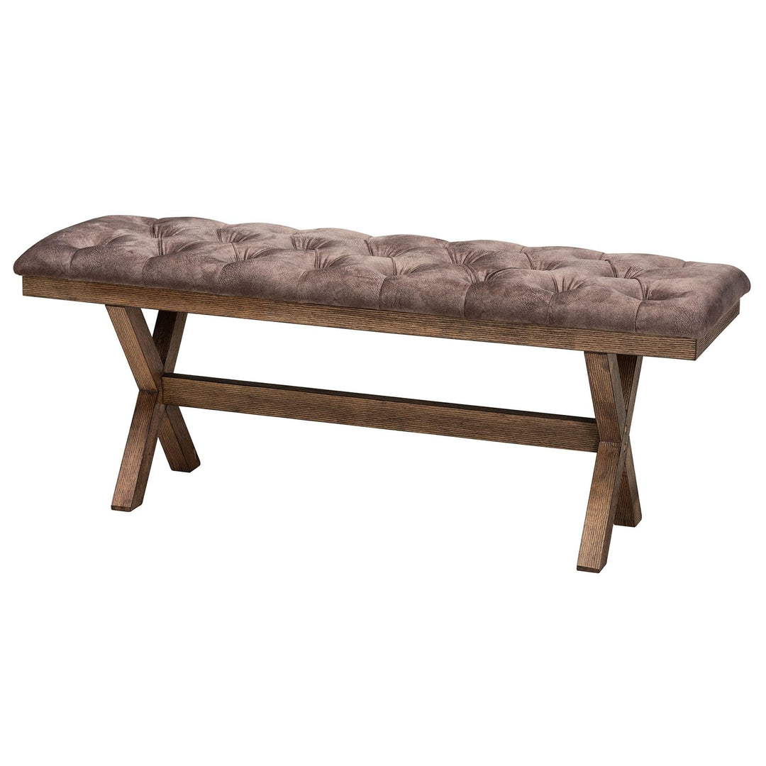 Modern Farmhouse Chocolate Velvet Fabric and Dark Brown Finished Wood Bench - Diamond Home USA