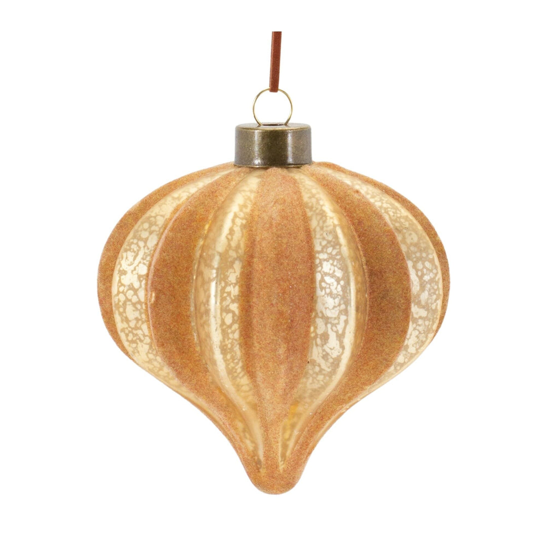 Ribbed Glass Onion Ornament (Set of 12) Brown - Diamond Home USA