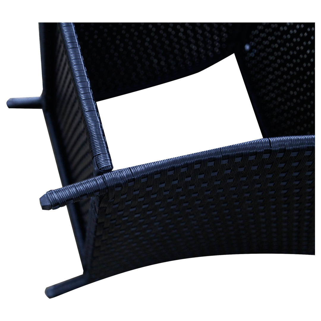 KINTNESS Black Outdoor Square Wicker Rattan Side Tea Table w/Glass Top Patio - Diamond Home USA