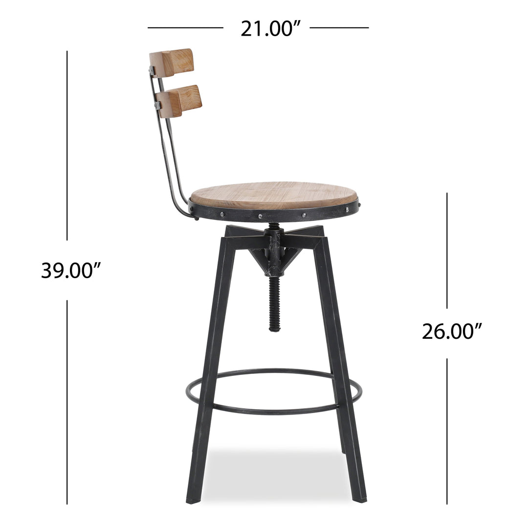 Christopher Knight Home Fenix Firwood Antique Barstool Antique / Black Brush - Diamond Home USA