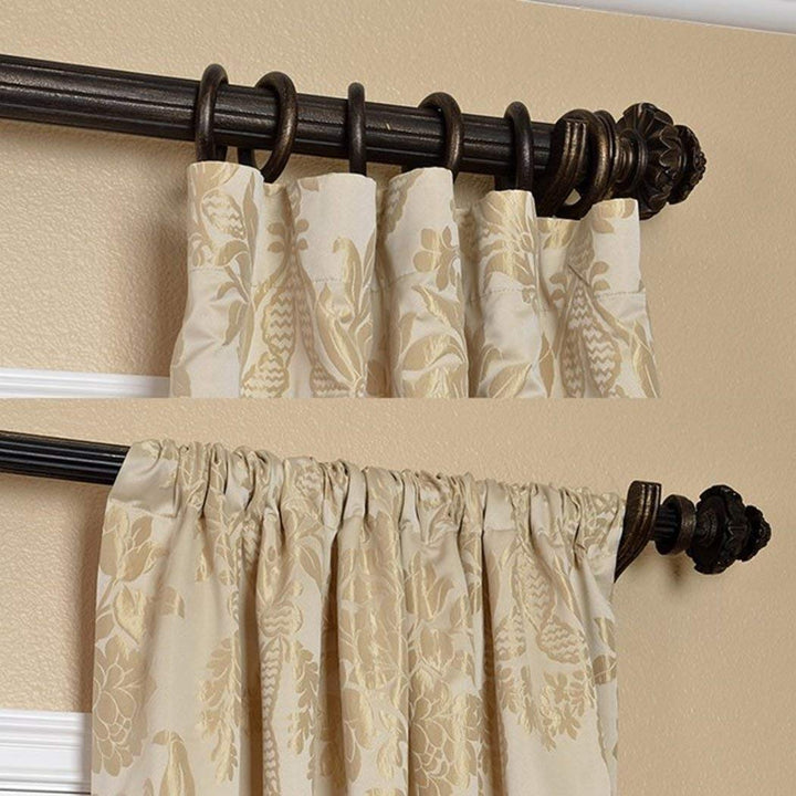 TL 1 Piece Cream Magdelena Champagne Embroidered Window Curtain 108 Inch Gold - Diamond Home USA