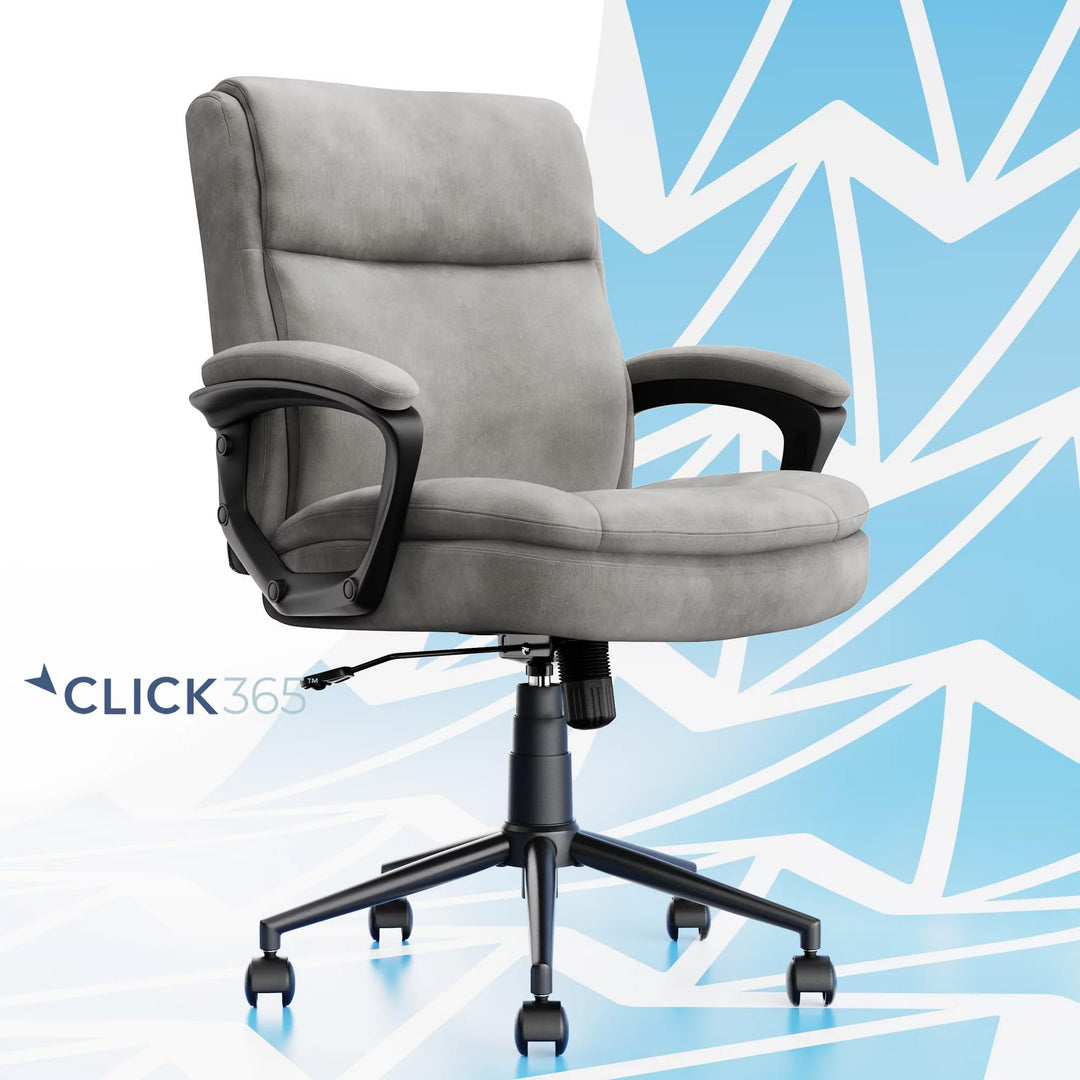 Click365 Transform 2.0 Extra Comfort Mid Back Desk Chair with Padded armrests Grey Fabric