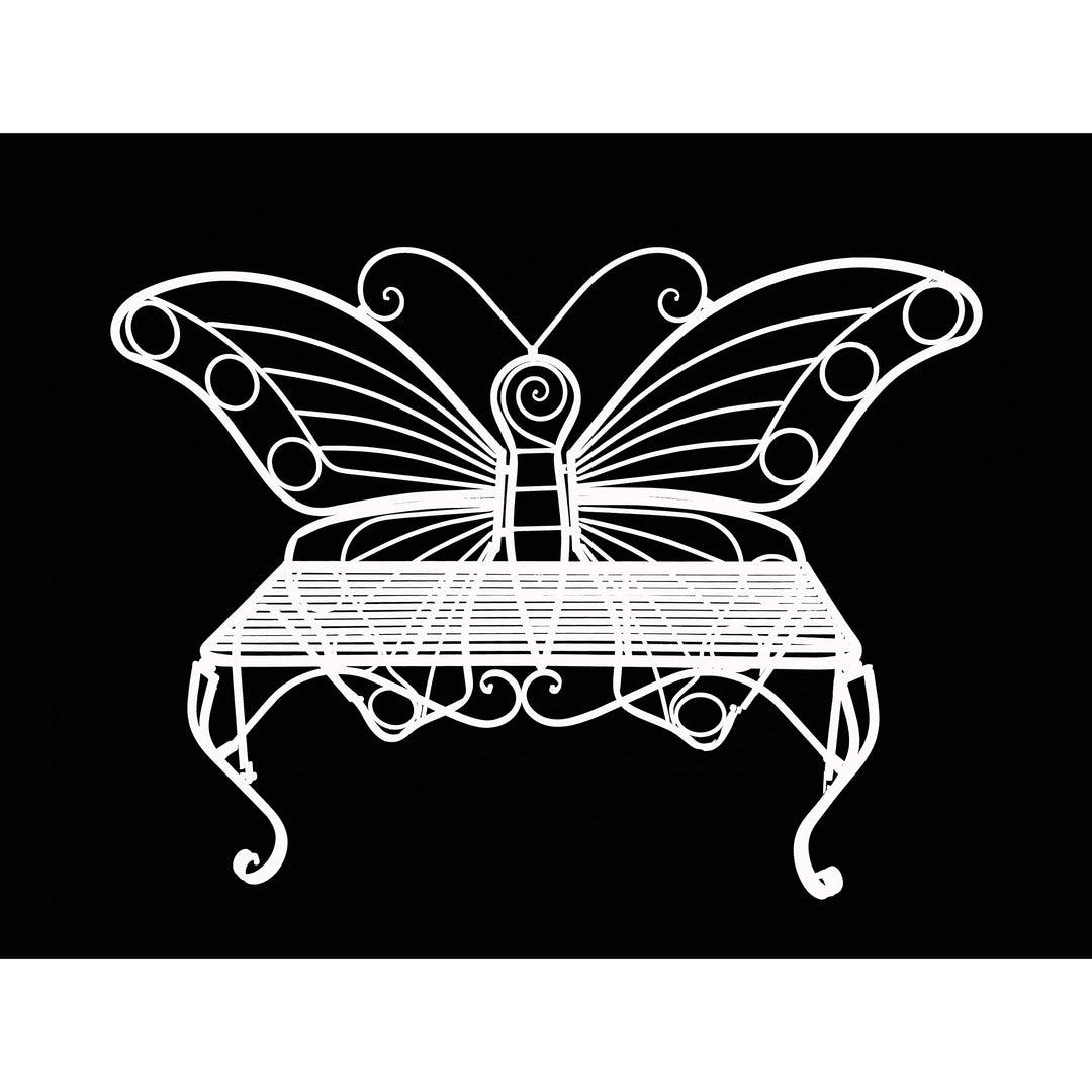 White Metal Butterfly Bench - Diamond Home USA