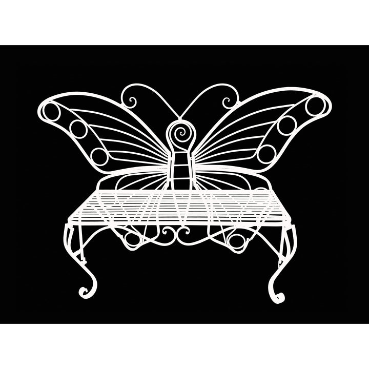 White Metal Butterfly Bench - Diamond Home USA