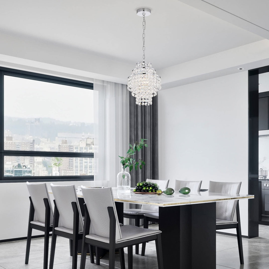 Chrome Finish 1-light Glam Mini Chandelier with Tier Cascading s - Diamond Home USA