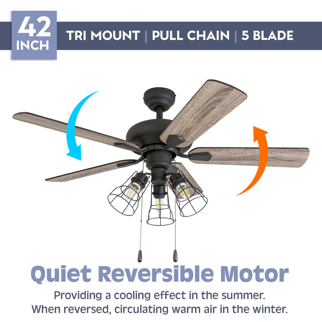 Prominence Home Madison County 42 Inch Industrial Style LED Ceiling Fan with - Diamond Home USA