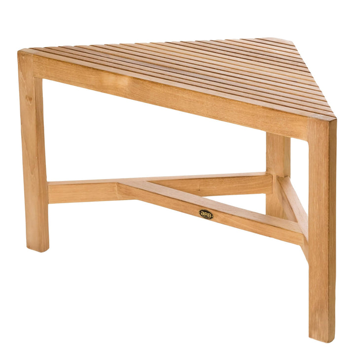 Teak Shower Bench Fiji Corner 31" (80 Cm) Brown Solid Color Traditional