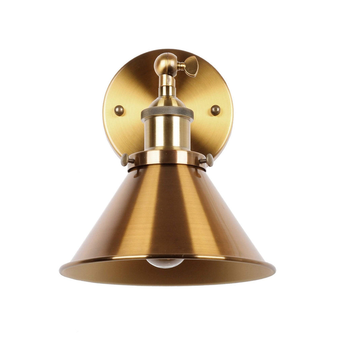 Brass Wall Sconce with Metal Cone Shade Gold Industrial Dimmable - Diamond Home USA