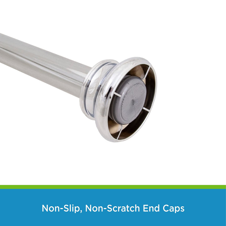 Twist Fit No Tools Decorative Tension Shower Curtain Rod 42-72" Chrome Steel - Diamond Home USA