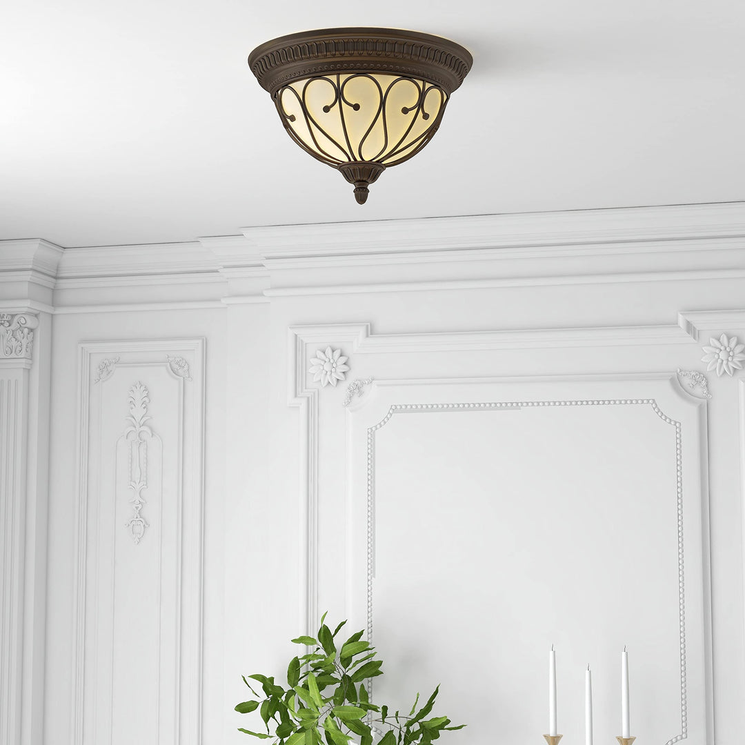 2 Light Flush Mount Oil-Rubbed Bronze 15.29" X 9.33" Mid-Century Modern - Diamond Home USA