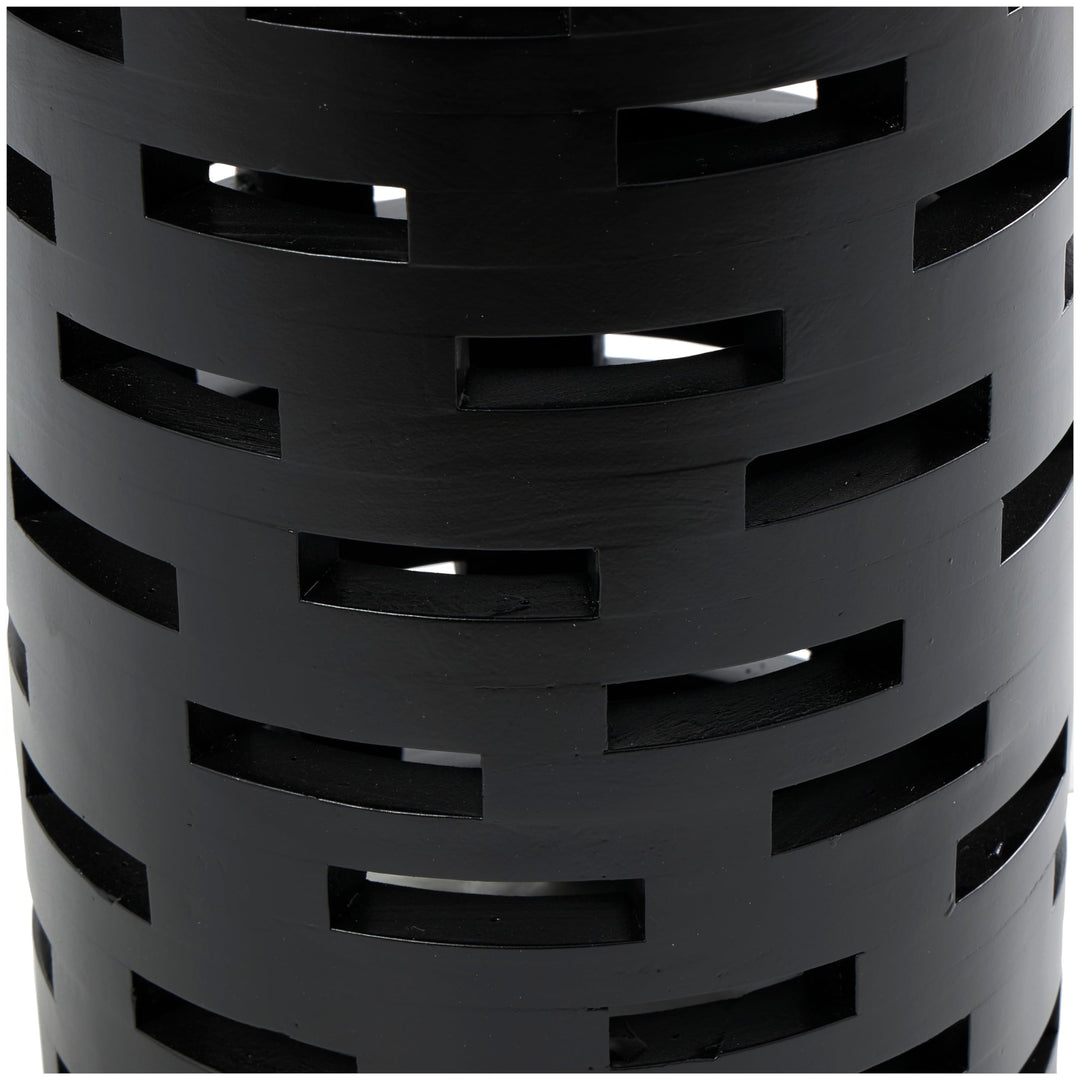 Black Wood Brick Inspired Cutout Geometric Accent Table Modern Contemporary - Diamond Home USA