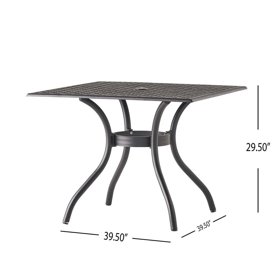 Christopher Knight Home Cayman Cast Aluminum Square Table Black Sand Dimensions: - Diamond Home USA