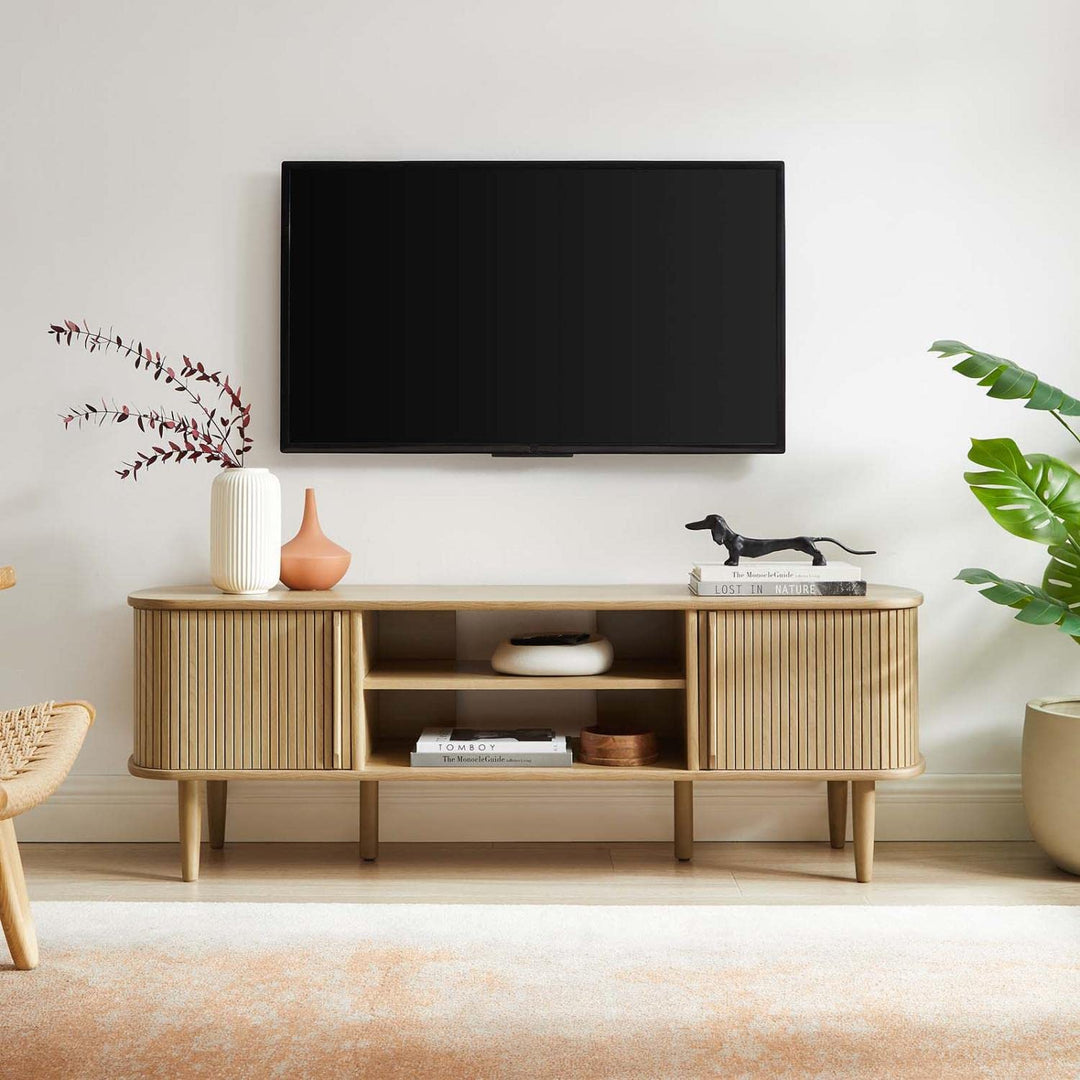Modway Contour Mid-Century Modern 55" Media TV Stand in Oak 15 x 54.5 x 18.5 - Diamond Home USA