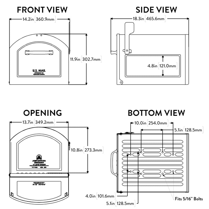 Architectural Mailboxes 950020P-10 Centennial Post Mount Mailbox Extra Large - Diamond Home USA