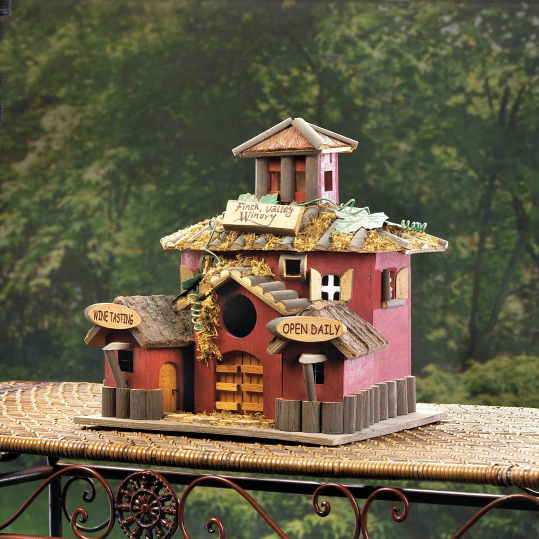 Zingz & Thingz Vintage Cottage Winery Birdhouse Red