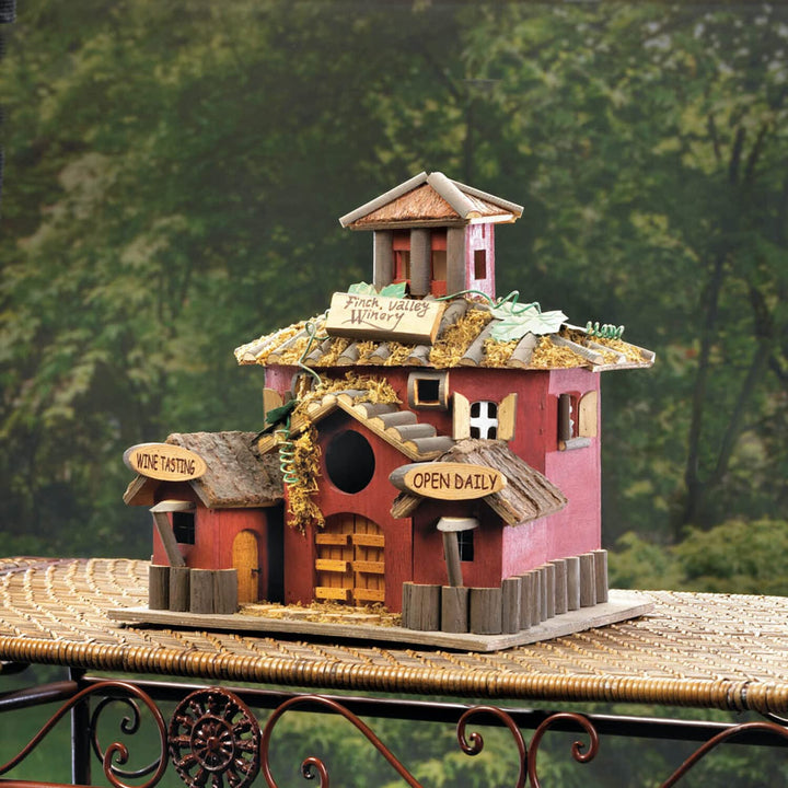 Zingz & Thingz Vintage Cottage Winery Birdhouse Red