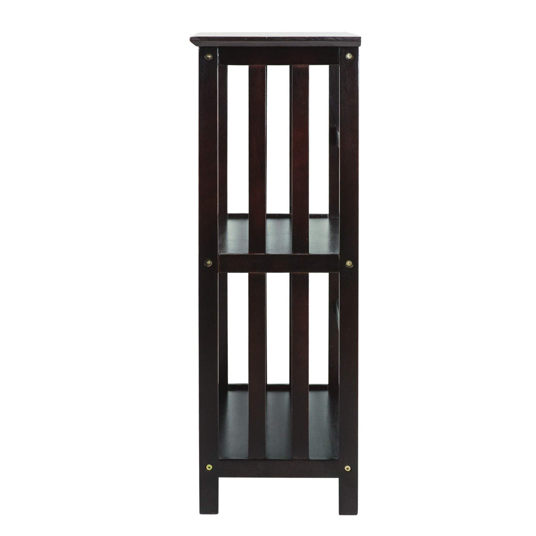 Mission Style 3-Tier Shelf Brown Craftsman Modern Contemporary Wood Espresso - Diamond Home USA