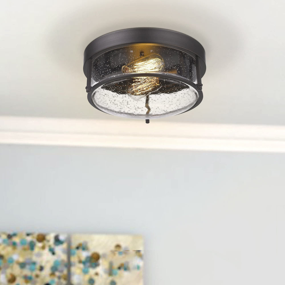 2-light Farmhouse Flush Mount Ceiling Lights Oil Rubbed Bronze Finish Black - Diamond Home USA