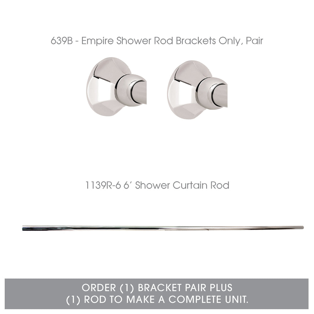 Ginger 1139R-6/PC 6-ft Polished Chrome 6' Shower Rod - Diamond Home USA