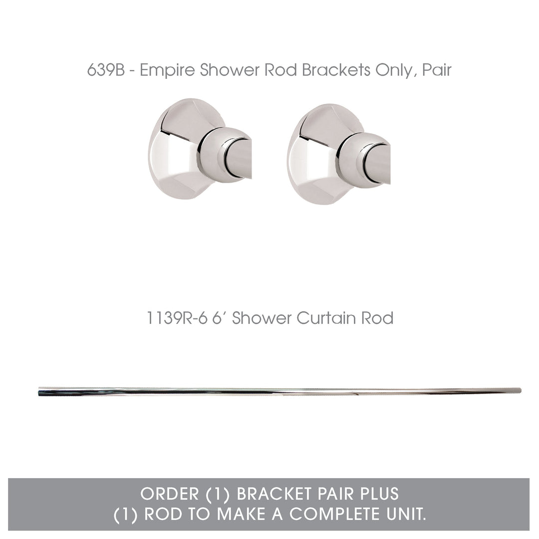 Ginger 1139R-6/PC 6-ft Polished Chrome 6' Shower Rod - Diamond Home USA