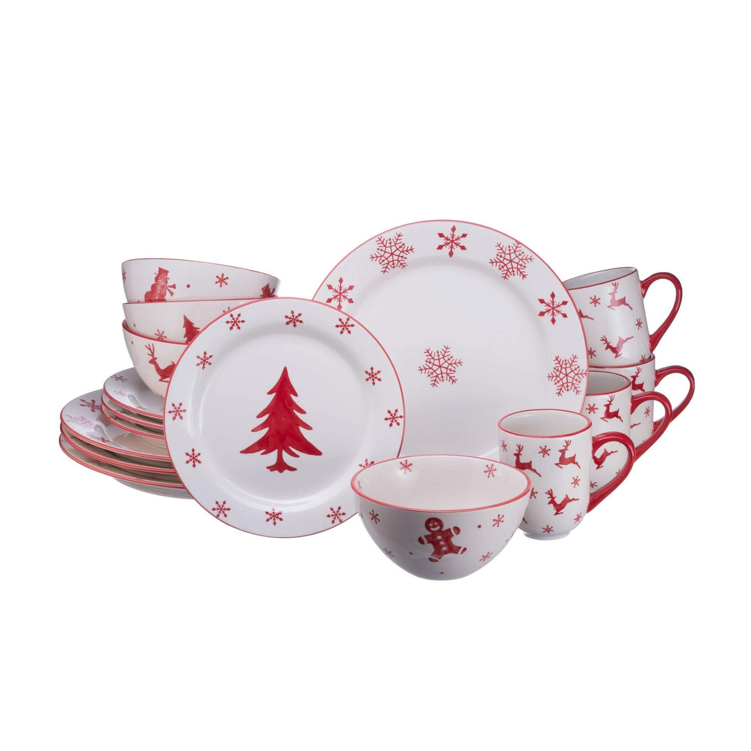 Euro Winterfest Stoneware 16 Piece Dinnerware Set (Service for 4) Multi Color