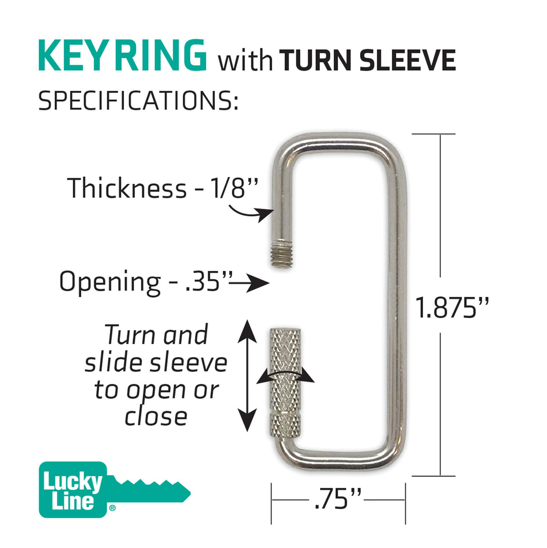 Lucky Line 2” Rectangular Key Ring with Turn Twist Sleeve Closure (7020025) - Diamond Home USA