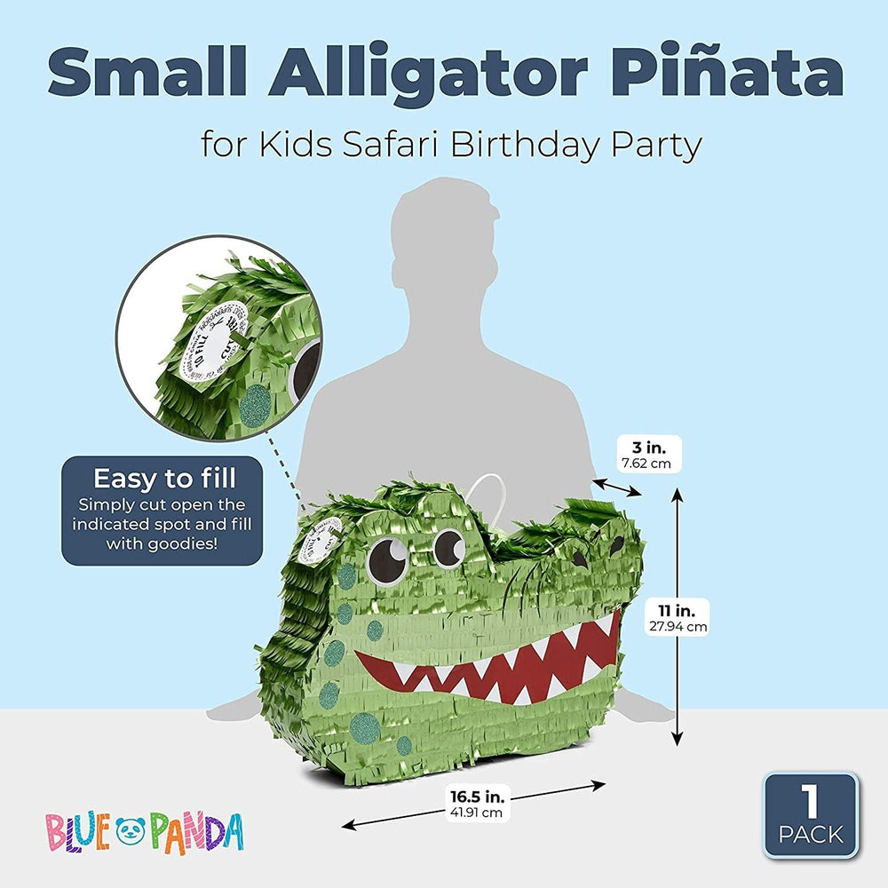 Alligator Pinata Safari Theme Party Supplies (16.5 X 11.5 3 in) Green Paper - Diamond Home USA