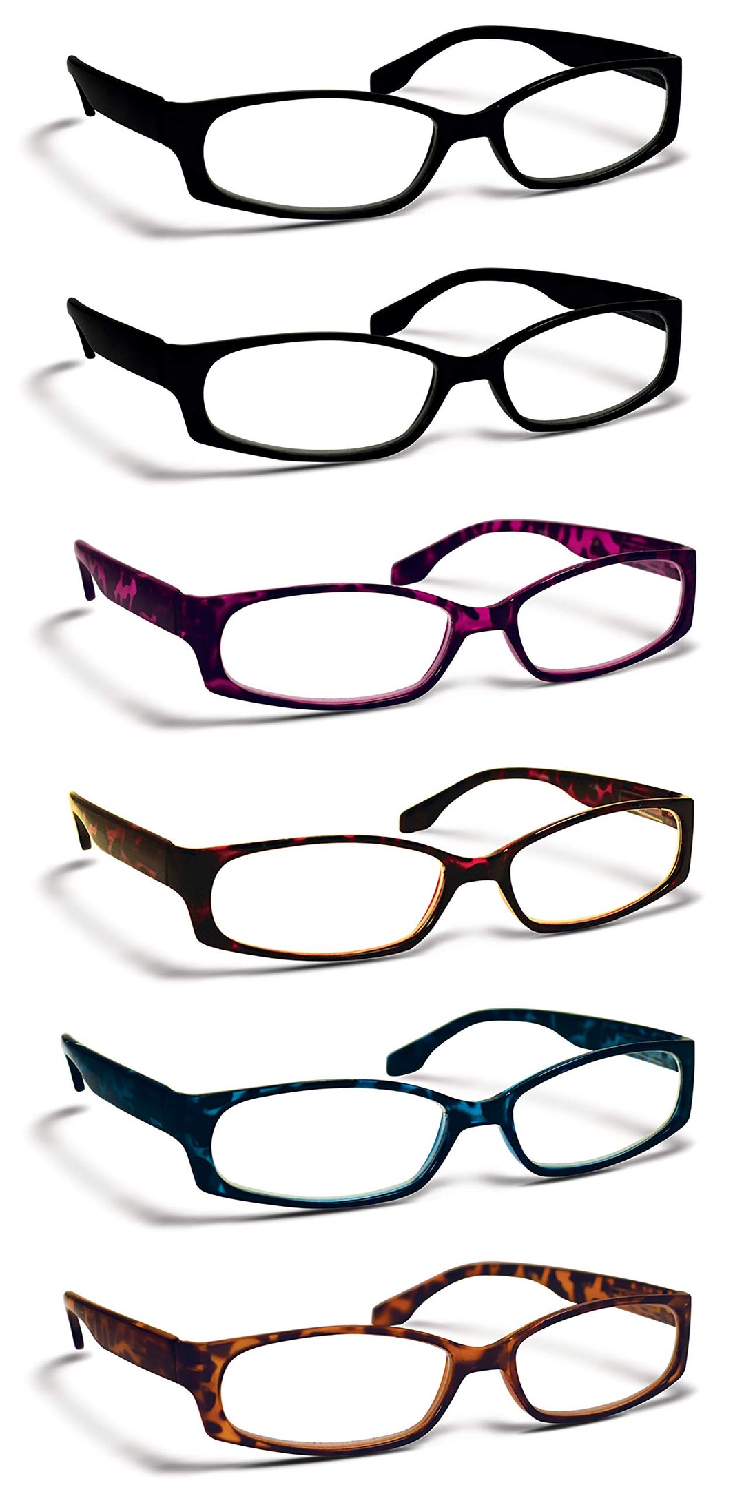 Boost Eyewear 6 Pack Reading Glasses Modern Fashion Frames for Women and Men