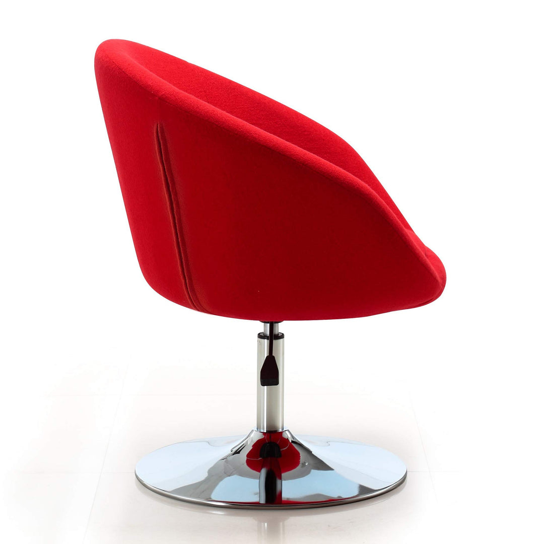 Manhattan Comfort Hopper Mid Century Modern Living Room Bowl Seat Design Red wool/cashmere - Diamond Home USA