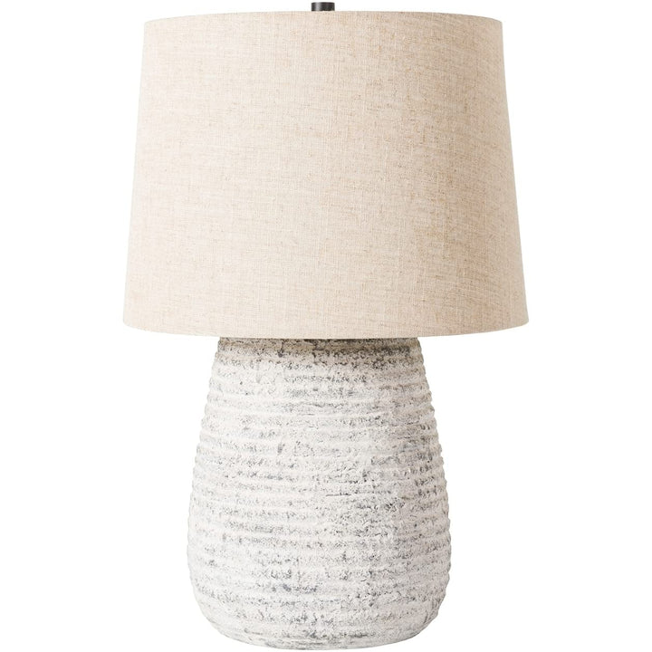 Farmhouse Textured Ceramic Table Lamp 22" h X 15" w 15" d Beige Grey White