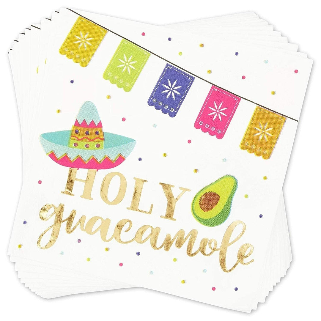 Mexican Cocktail Napkins With Gold Foil For Parties 5 X Inches Orange Red Yellow - Diamond Home USA