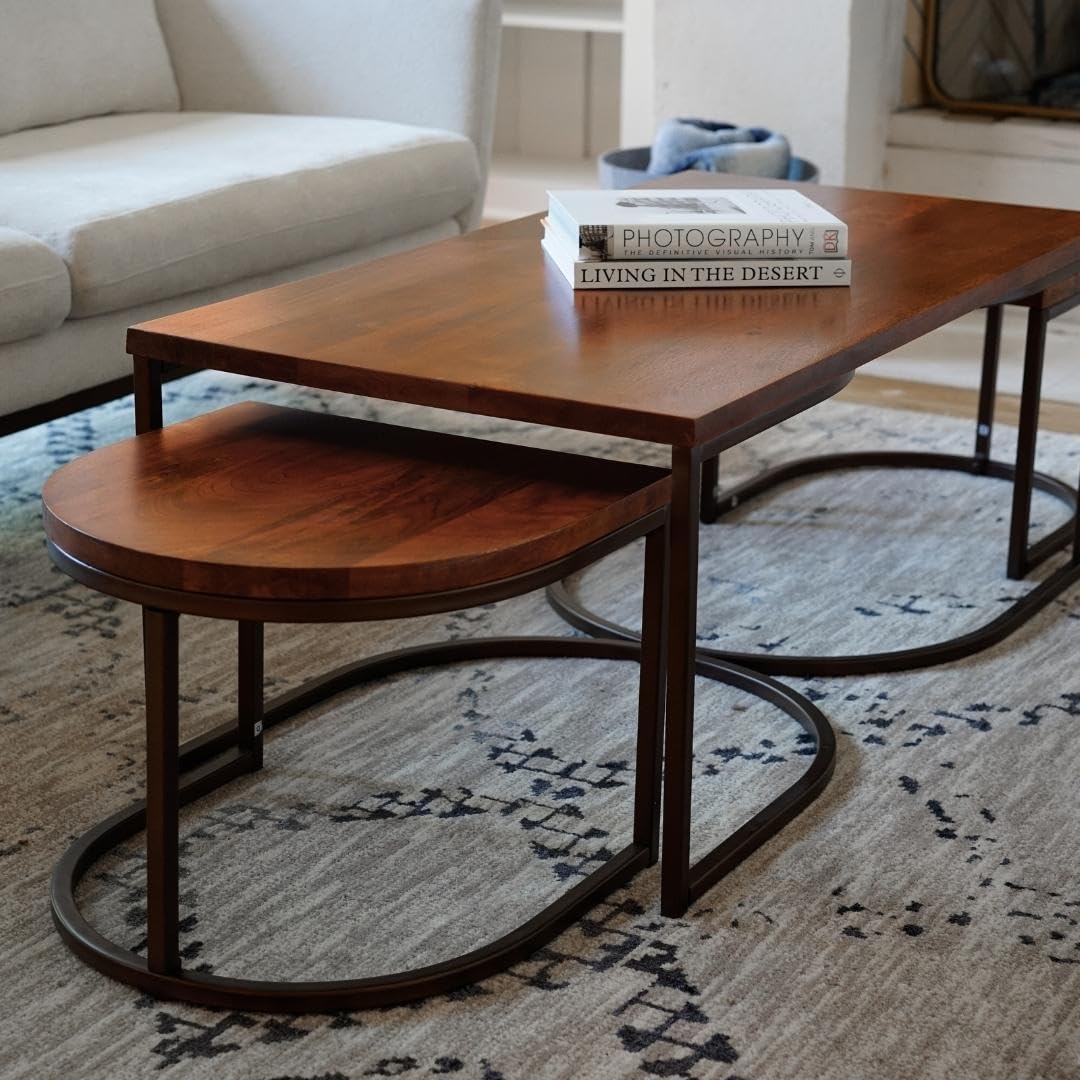 Posh Pollen Luton Coffee Nesting Tables Living Room Furniture Walnut