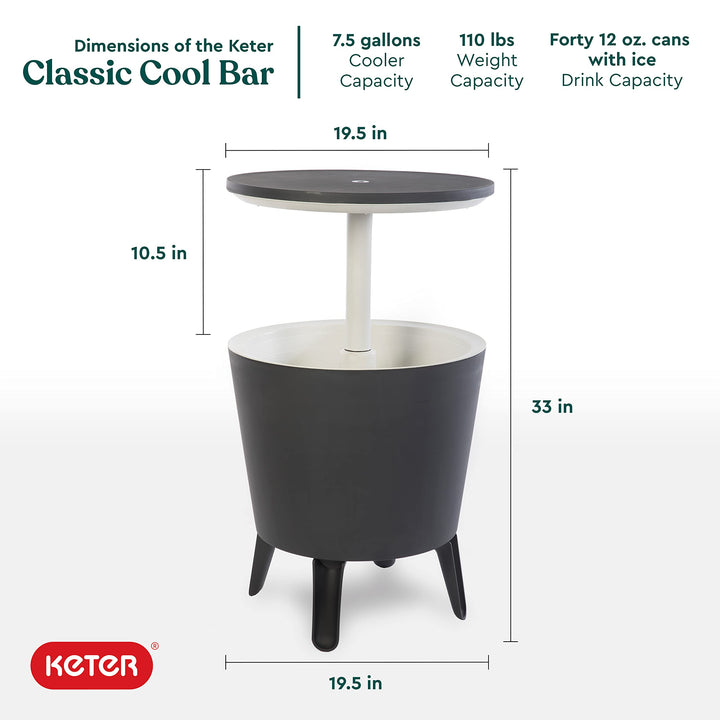 Keter Modern Cool Bar Outdoor Patio Furniture and Hot Tub Side Table