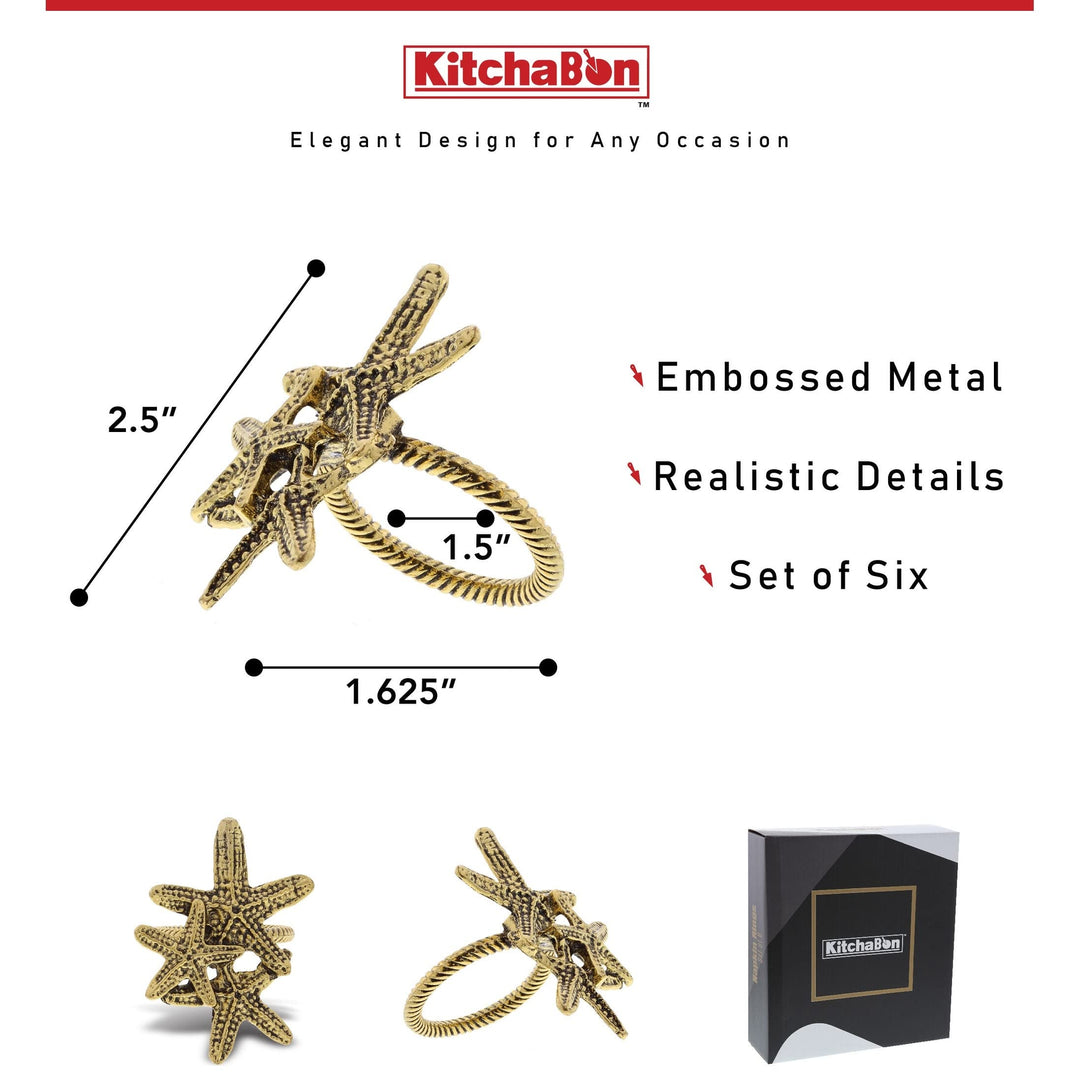 Gold Napkin Rings Set of 6 Table Setting Centerpiece 2.5 X 1.75 Inches - Diamond Home USA