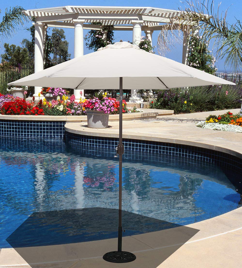 TropiShade 9 ft Bronze Aluminum Patio Umbrella with Antique White Polyester - Diamond Home USA