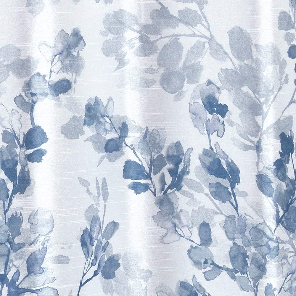 Vine Floral Shower Curtain Navy Blue Traditional Polyester - Diamond Home USA