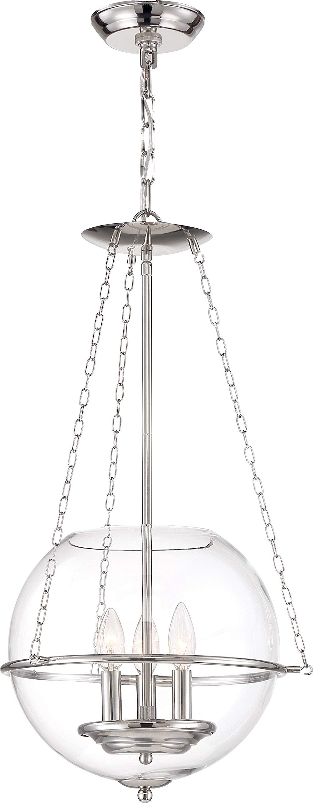 Nuvo 60/6952 Odyssey Pendant Fixture Polished Nickel with Clear Glass 3 Light - Diamond Home USA