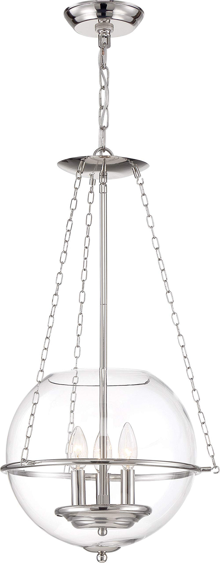 Nuvo 60/6952 Odyssey Pendant Fixture Polished Nickel with Clear Glass 3 Light - Diamond Home USA