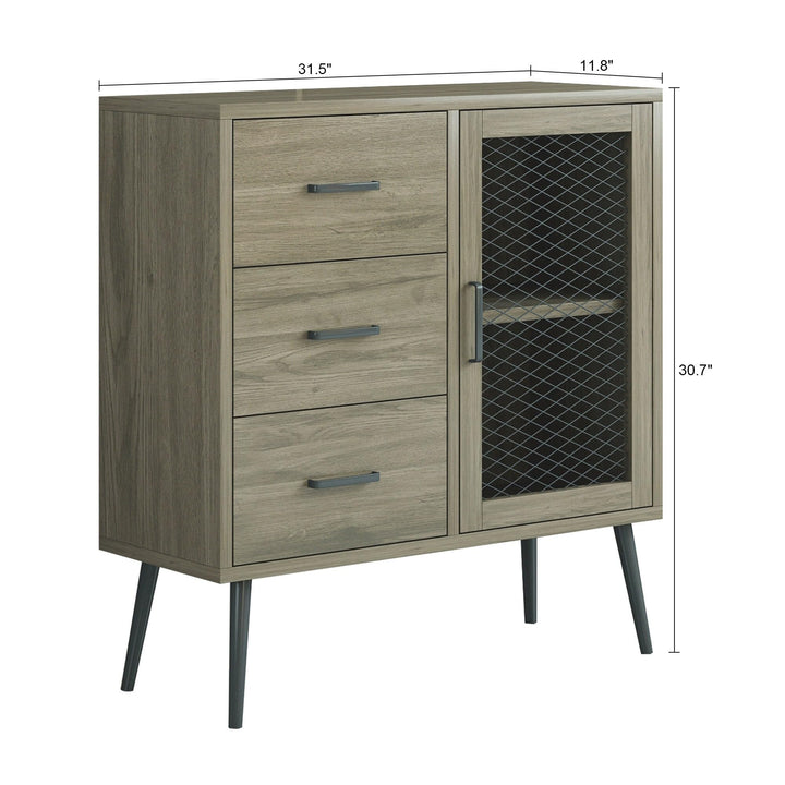 30-in Brown Wooden 3-Drawer Entryway Cabinet Console Table with Metal Mesh - Diamond Home USA