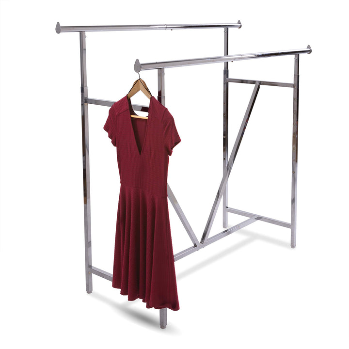 Econoco - Adjustable Heavy Duty Double Bar Retail Clothing Rack Rectangular - Diamond Home USA